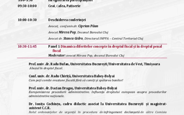 Conferinta Dreptul fiscal si evaziunea fiscala in epoca "ne bis in idem"