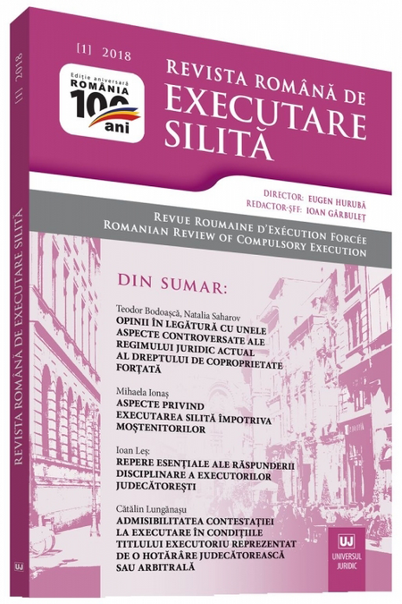 Coperta Revistei Române de Executare Silită nr1 din 2018