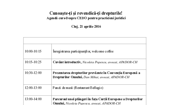 Curs despre CEDO pentru practicienii în drept